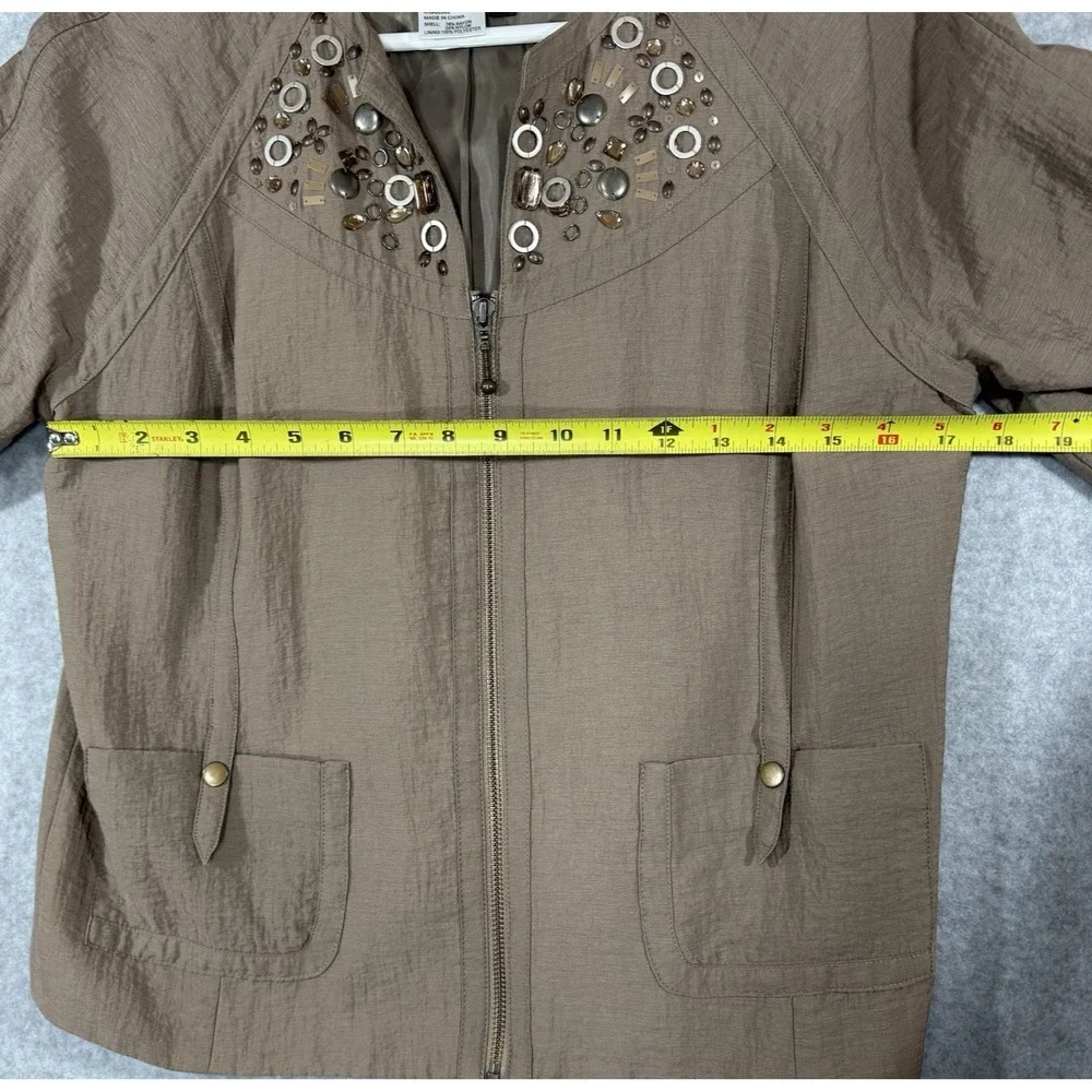 Nancy Bolen City Girl Jacket Women's Size Small Light Brown Lined Zip Up Pockets - Picture 4 of 10